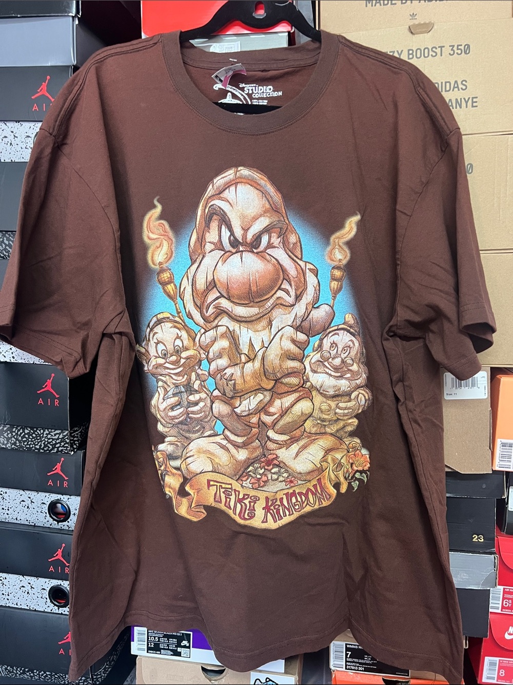 Disney Brown Short Sleeve T-Shirt with Grumpy Tiki Graphic